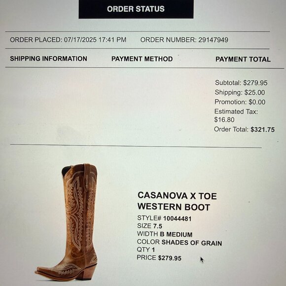 Ariat "Casanova" Women's Western Boot (size 7.5) - Picture 9 of 9
